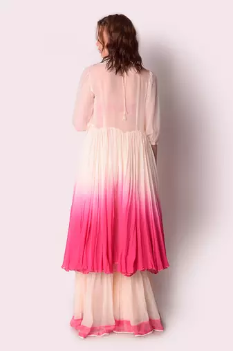 Rose Pink & Ivory Organza Jacket Set