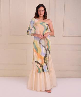 Ivory Print Organic Cotton Sharara Set 1