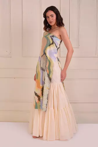 Ivory Print Organic Cotton Sharara Set