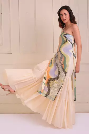 Ivory Print Organic Cotton Sharara Set