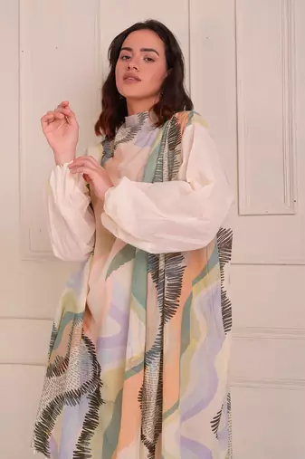 Ivory Print Organic Cotton Dress