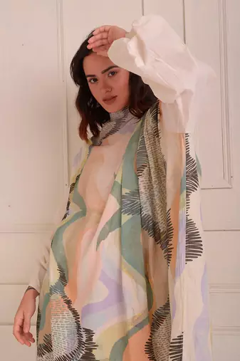 Ivory Print Organic Cotton Dress