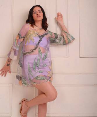 Lavender Print Organic Cotton Skirt Set 3