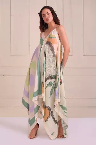 Ivory Print Organic Cotton Dress