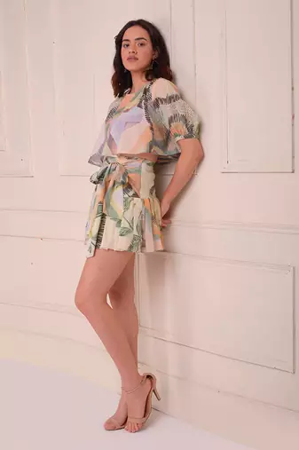 Ivory Print Organic Cotton Skirt Set