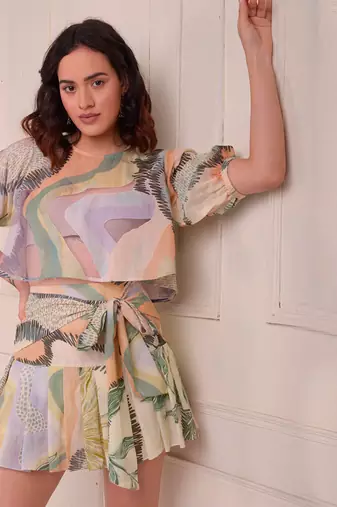 Ivory Print Organic Cotton Skirt Set