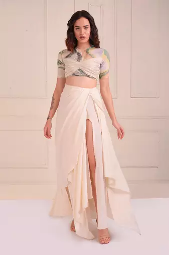 Ivory Print Organic Cotton Skirt Set