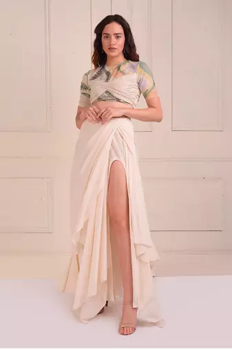 Ivory Print Organic Cotton Skirt Set