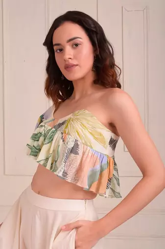 Ivory Print Organic Cotton Sharara Set