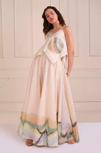 Ivory Print Organic Cotton Sharara Set