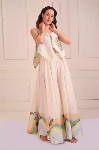 Ivory Print Organic Cotton Sharara Set