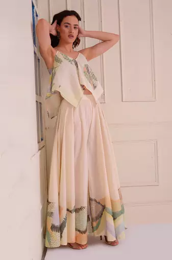 Ivory Print Organic Cotton Sharara Set