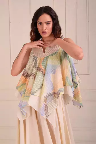 Ivory Print Organic Cotton Sharara Set