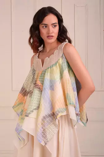 Ivory Print Organic Cotton Sharara Set