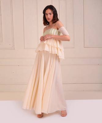 Ivory Print Organic Cotton Sharara Set 3