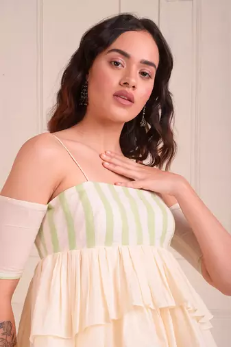 Ivory Print Organic Cotton Sharara Set