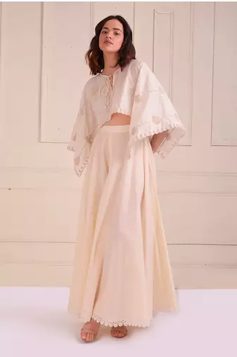 Ivory Print Organic Cotton Sharara Set
