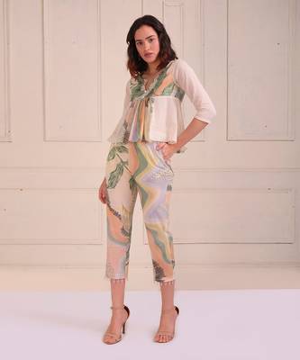 Ivory Print Organic Cotton Top With Pants 2