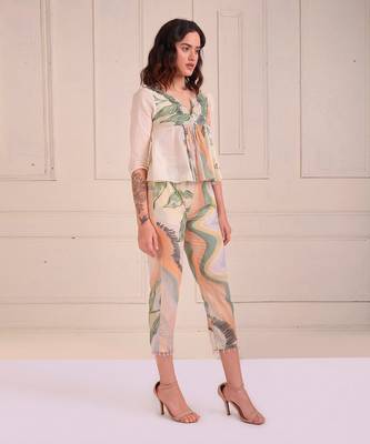 Ivory Print Organic Cotton Top With Pants 3