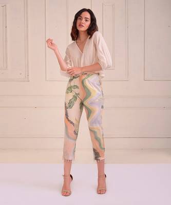 Ivory Print Organic Cotton Top With Pants 1