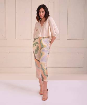 Ivory Print Organic Cotton Top With Pants 2