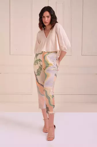 Ivory Print Organic Cotton Top With Pants