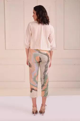 Ivory Print Organic Cotton Top With Pants