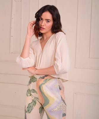 Ivory Print Organic Cotton Top With Pants 4
