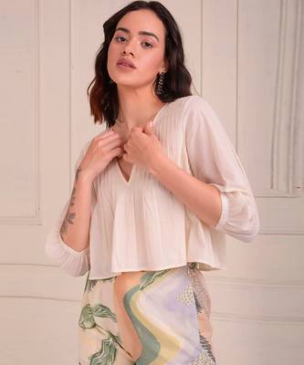 Ivory Print Organic Cotton Top With Pants 5