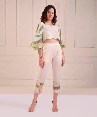 Ivory Print Organic Cotton Top With Pants 1