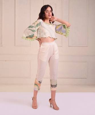 Ivory Print Organic Cotton Top With Pants 3