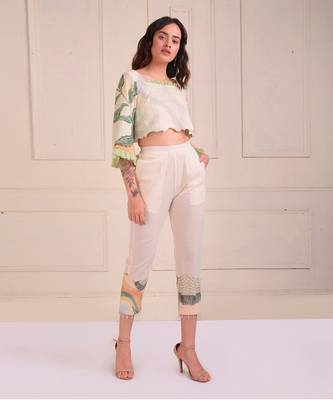 Ivory Print Organic Cotton Top With Pants 4