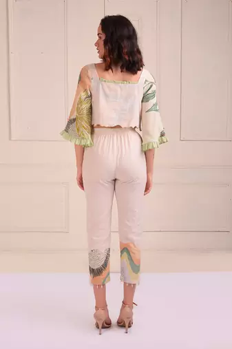 Ivory Print Organic Cotton Top With Pants