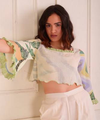 Ivory Print Organic Cotton Top With Pants 6