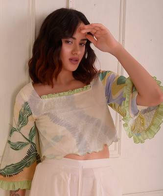 Ivory Print Organic Cotton Top With Pants 7