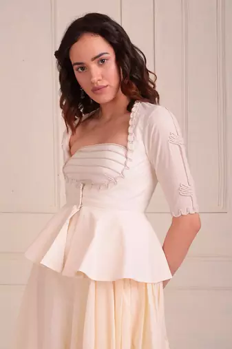 Ivory Print Organic Cotton Dress With Jacket