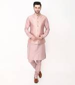Pink Brocade Bundi Jacket Set