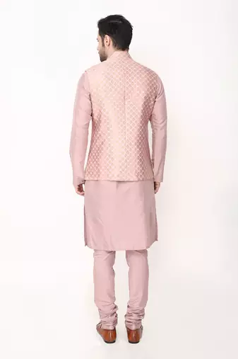 Pink Brocade Bundi Jacket Set
