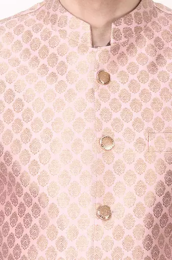 Pink Brocade Bundi Jacket Set