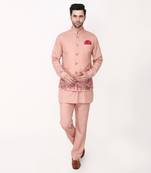 Pink Resham Embroidery Bundi Jacket Set
