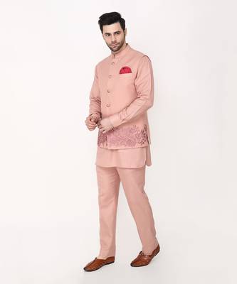Pink Resham Embroidery Bundi Jacket Set 2