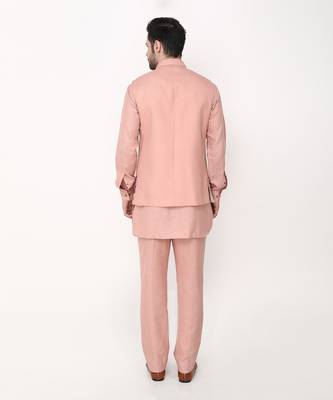 Pink Resham Embroidery Bundi Jacket Set 3