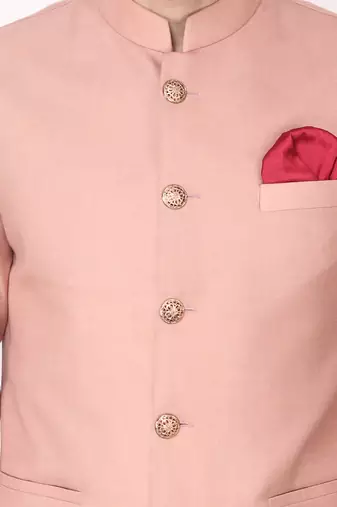 Pink Resham Embroidery Bundi Jacket Set