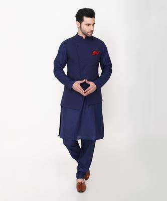 Blue Angrakkha Bundi Jacket Set 1