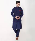 Blue Angrakkha Bundi Jacket Set