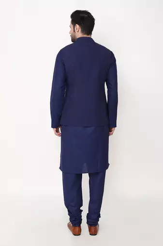 Blue Angrakkha Bundi Jacket Set
