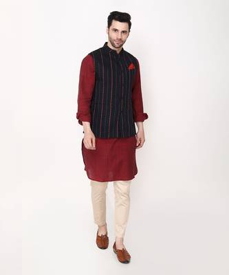 Blue Handloom Cotton Bundi Jacket Set 2