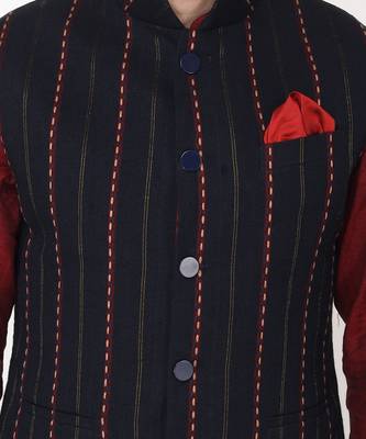 Blue Handloom Cotton Bundi Jacket Set 6