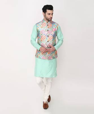 Multicolor Digital Printed Nehru Jacket Set 1