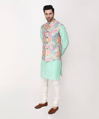 Multicolor Digital Printed Nehru Jacket Set 2